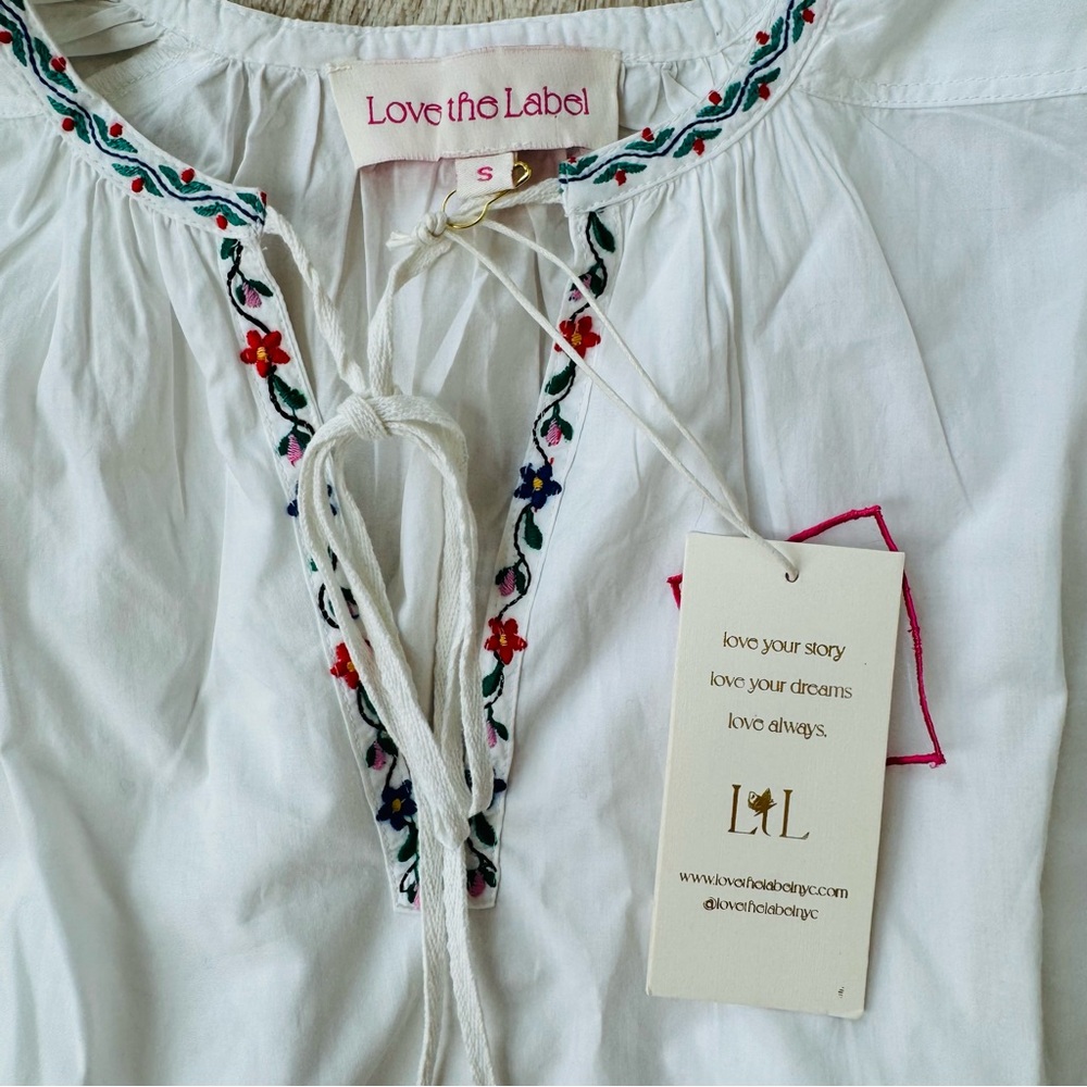 Anthropologie Love The Label Paige embroidered top blouse white size S - Picture 6 of 13